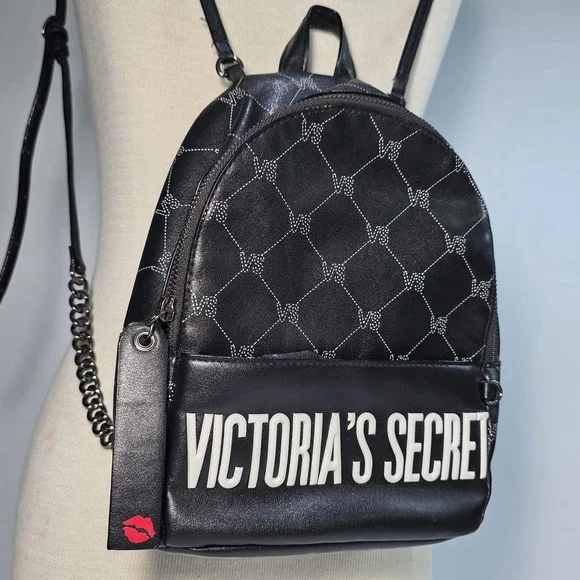 Victoria's Secret Monogram Mini City Black Backpack Purse Limited Edition 2018 - Picture 1 of 12